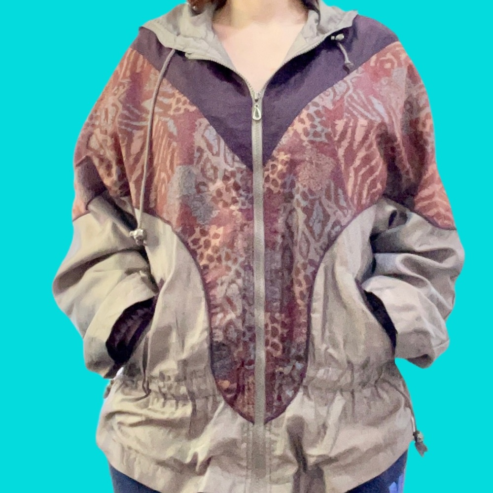 Vintage Unique Animal Print Windbreaker Jacket - Picture 3 of 5